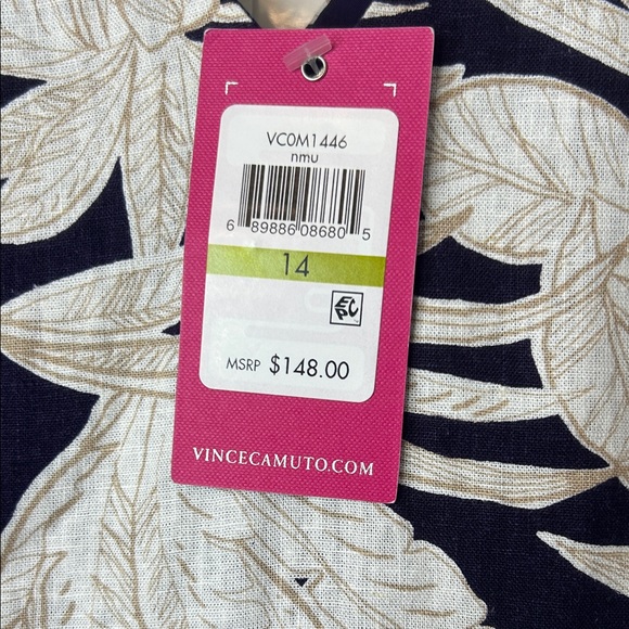 Vince Camuto Purple and White Tropical Wrap High-Low Dress New With Tag Size 14 - Picture 4 of 15